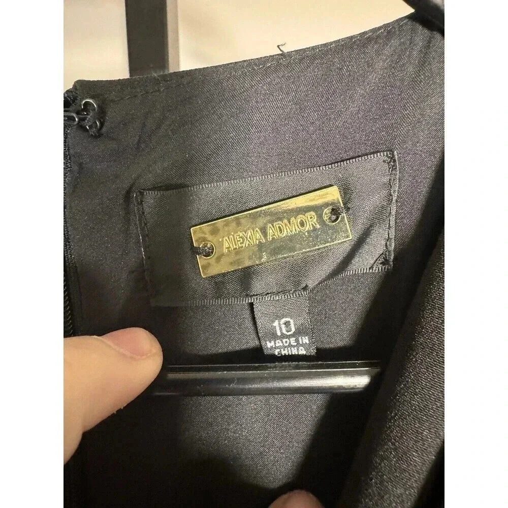 Alexia Admor Womens Black  Wide Leg Jumpsuit Size 10 - Picture 3 of 9